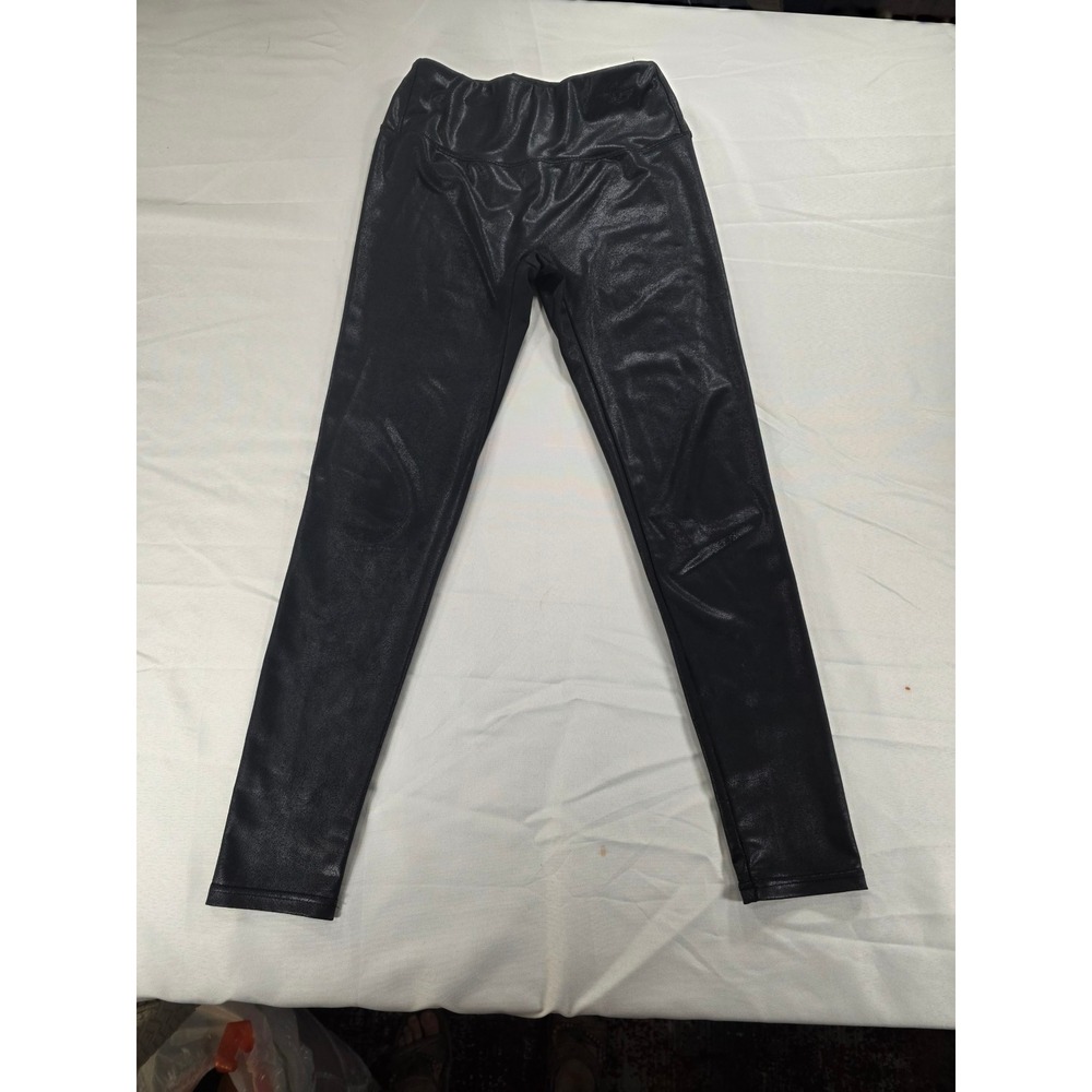 MCEDAR Black Shiny Faux Leather Legging M High Waist Wet-Look Clubwear Stretch - Picture 5 of 11